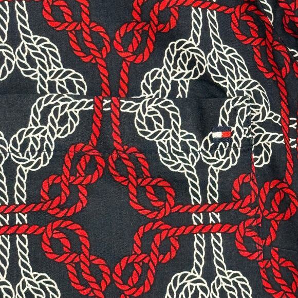 Tommy Hilfiger Abstract Roll Tab Sleeve Cotton Utility Shirt Sz L Preppy Coastal - Picture 5 of 10